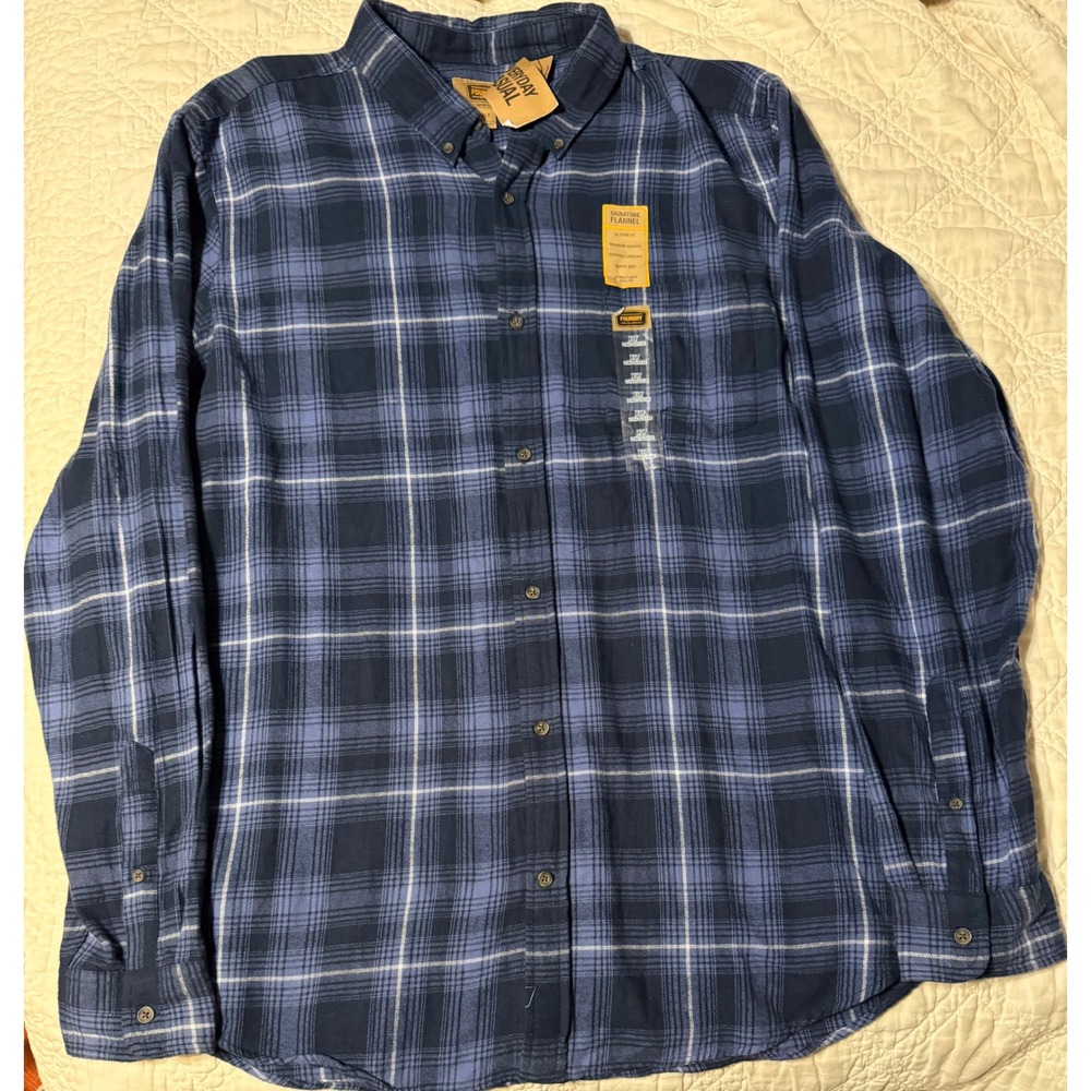 The Foundry Flannel Shirt Mens XLT Blue Plaid Signature super soft Long Sleeve